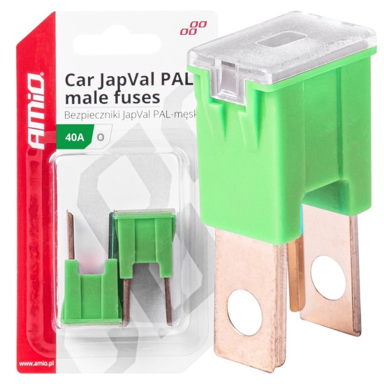 Amio - ΑΣΦΑΛΕΙΕΣ JapVal PAL O ΑΡΣΕΝΙΚΕΣ 40A ΣΕ ΠΡΑΣΙΝΟ ΧΡΩΜΑ - 2 Τεμ. (03398/AM)