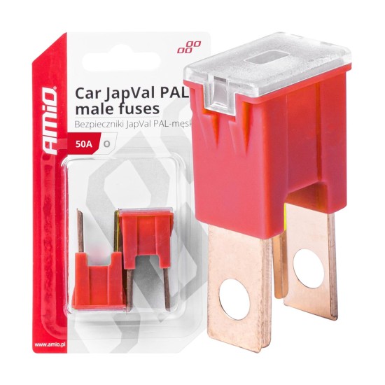 Amio - ΑΣΦΑΛΕΙΕΣ JapVal PAL O ΑΡΣΕΝΙΚΕΣ 50A ΣΕ ΚΟΚΚΙΝΟ ΧΡΩΜΑ - 2 Τεμ. (03399/AM)