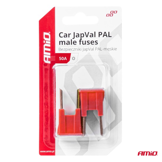 Amio - ΑΣΦΑΛΕΙΕΣ JapVal PAL O ΑΡΣΕΝΙΚΕΣ 50A ΣΕ ΚΟΚΚΙΝΟ ΧΡΩΜΑ - 2 Τεμ. (03399/AM)