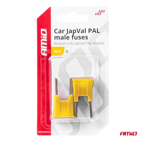 Amio - ΑΣΦΑΛΕΙΕΣ JapVal PAL O ΑΡΣΕΝΙΚΕΣ 60A ΣΕ KΙΤΡΙΝΟ ΧΡΩΜΑ - 2 Τεμ. (03400/AM)