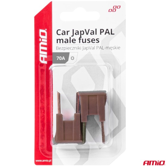 Amio - ΑΣΦΑΛΕΙΕΣ JapVal PAL O ΑΡΣΕΝΙΚΕΣ 70A ΣΕ ΚΑΦΕ ΧΡΩΜΑ - 2 Τεμ. (03401/AM)