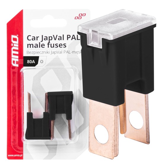 Amio - ΑΣΦΑΛΕΙΕΣ JapVal PAL O ΑΡΣΕΝΙΚΕΣ 80A ΣΕ ΜΑΥΡΟ ΧΡΩΜΑ - 2 Τεμ. (03402/AM)