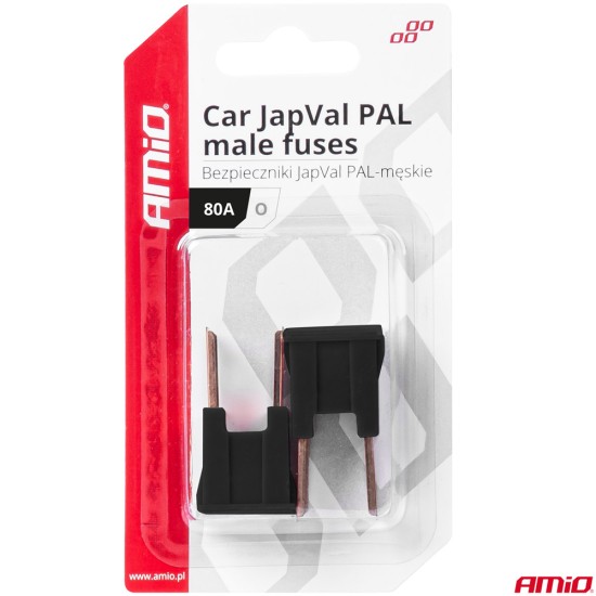 Amio - ΑΣΦΑΛΕΙΕΣ JapVal PAL O ΑΡΣΕΝΙΚΕΣ 80A ΣΕ ΜΑΥΡΟ ΧΡΩΜΑ - 2 Τεμ. (03402/AM)