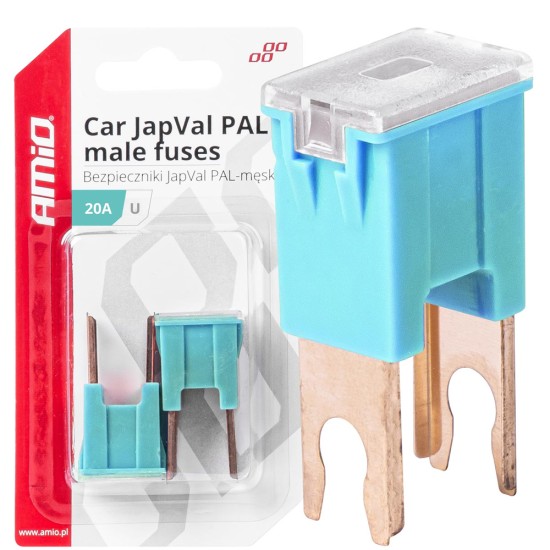 Amio - ΑΣΦΑΛΕΙΕΣ JapVal PAL U ΑΡΣΕΝΙΚΕΣ 20A ΣΕ ΓΑΛΑΖΙΟ ΧΡΩΜΑ - 2 Τεμ. (03405/AM)