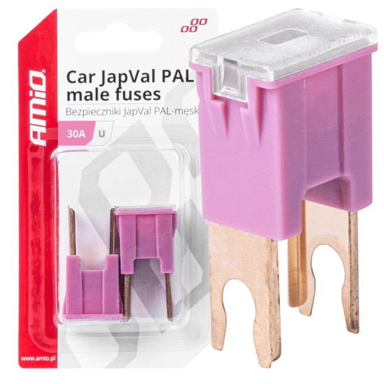 Amio - ΑΣΦΑΛΕΙΕΣ JapVal PAL U ΑΡΣΕΝΙΚΕΣ 30A ΣΕ ΡΟΖ ΧΡΩΜΑ - 2 Τεμ. (03406/AM)