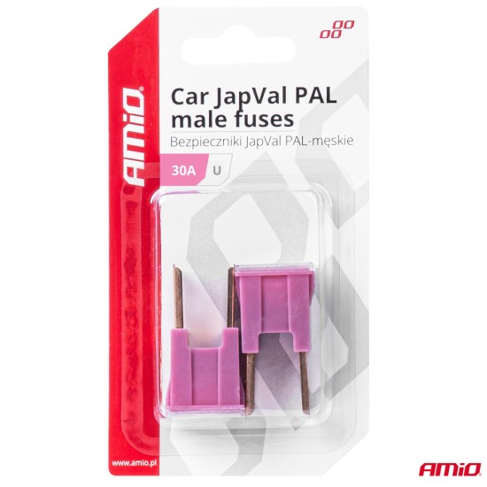 Amio - ΑΣΦΑΛΕΙΕΣ JapVal PAL U ΑΡΣΕΝΙΚΕΣ 30A ΣΕ ΡΟΖ ΧΡΩΜΑ - 2 Τεμ. (03406/AM)