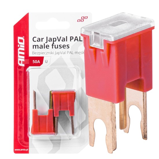 Amio - ΑΣΦΑΛΕΙΕΣ JapVal PAL U ΑΡΣΕΝΙΚΕΣ 50A ΣΕ ΚΟΚΚΙΝΟ ΧΡΩΜΑ - 2 Τεμ. (03408/AM)