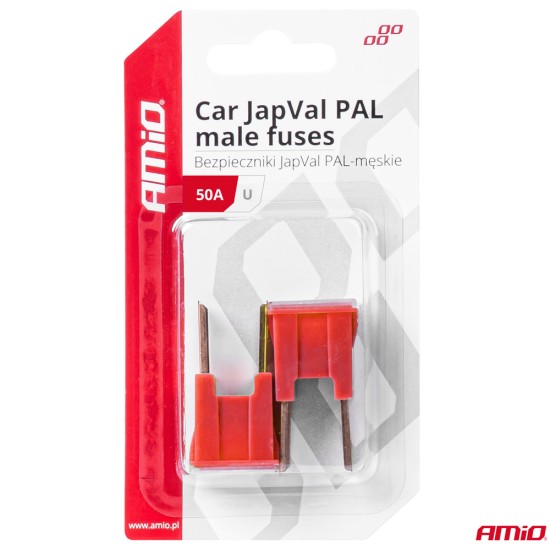Amio - ΑΣΦΑΛΕΙΕΣ JapVal PAL U ΑΡΣΕΝΙΚΕΣ 50A ΣΕ ΚΟΚΚΙΝΟ ΧΡΩΜΑ - 2 Τεμ. (03408/AM)