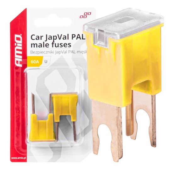 Amio - ΑΣΦΑΛΕΙΕΣ JapVal PAL U ΑΡΣΕΝΙΚΕΣ 60A ΣΕ ΚΙΤΡΙΝΟ ΧΡΩΜΑ - 2 Τεμ. (03409/AM)