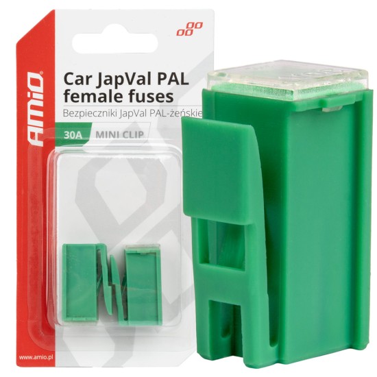 Amio - ΑΣΦΑΛΕΙΕΣ JapVal PAL ΘΗΛΥΚΕΣ 30A ΣΕ ΠΡΑΣΙΝΟ ΧΡΩΜΑ - 2 Τεμ. (03413/AM)