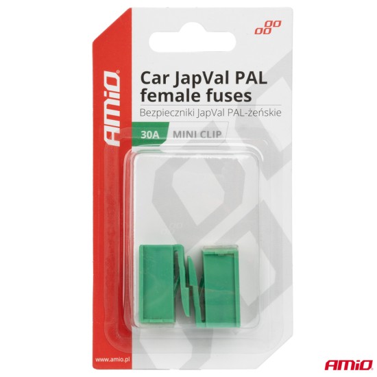 Amio - ΑΣΦΑΛΕΙΕΣ JapVal PAL ΘΗΛΥΚΕΣ 30A ΣΕ ΠΡΑΣΙΝΟ ΧΡΩΜΑ - 2 Τεμ. (03413/AM)