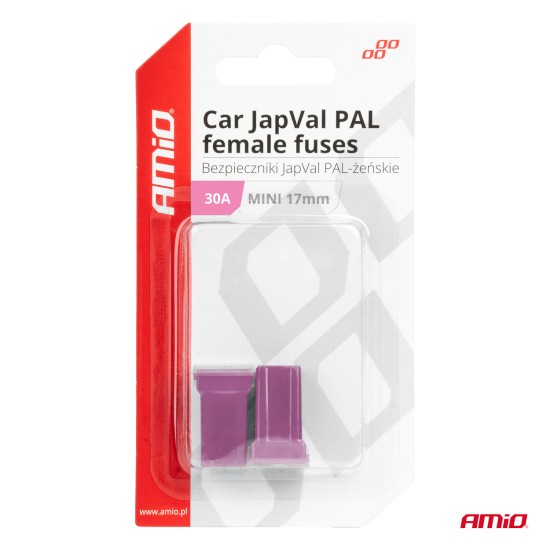 Amio - ΑΣΦΑΛΕΙΕΣ JapVal PAL ΜΙΝΙ 17mm ΘΗΛΥΚΕΣ 30A ΣΕ ΜΩΒ ΧΡΩΜΑ - 2 Τεμ. (03444/AM)