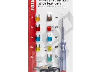 Amio - ΑΣΦΑΛΕΙΕΣ MINI BLADE (ΜΑΧΑΙΡΩΤΕΣ) ΜΕ ΔΟΚΙΜΑΣΤΙΚΟ ΚΑΤΣΑΒΙΔΙ & ΤΕΣΤΕΡ ΚΑΡΤΕΛΑ - 10 ΤΕΜ. (03524/AM)