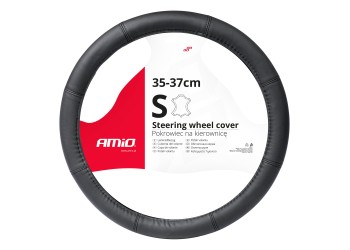 Amio - ΚΑΛΥΜΜΑ ΤΙΜΟΝΙΟΥ ΔΕΡΜΑTINO 35-37CM SWC-48-S ΣΕ ΜΑΥΡΟ ΧΡΩΜΑ ΜΕ ΜΑΥΡΕΣ ΡΑΦΕΣ - 1 ΤΕΜ. (03545/AM)