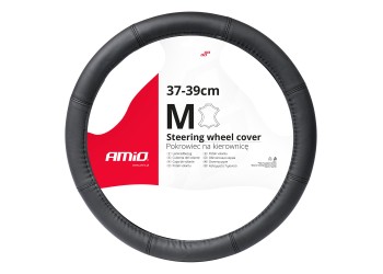 Amio - ΚΑΛΥΜΜΑ ΤΙΜΟΝΙΟΥ ΑΠΟ ΤΕΧΝΟΔΕΡΜΑ 37-39CM SWC-48-M ΣΕ ΜΑΥΡΟ ΧΡΩΜΑ ΜΕ ΜΑΥΡΕΣ ΡΑΦΕΣ - 1 ΤΕΜ. (03546/AM)