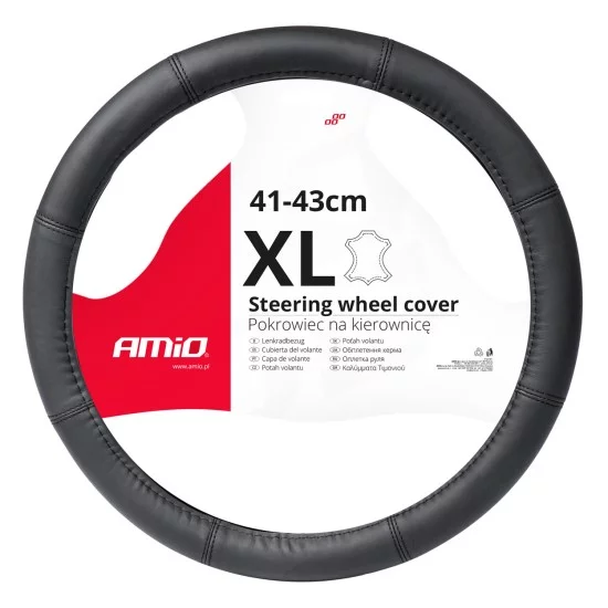 Amio - ΚΑΛΥΜΜΑ ΤΙΜΟΝΙΟΥ ΑΠΟ ΤΕΧΝΟΔΕΡΜΑ 44-46CM SWC-48-ΧΧL ΣΕ ΜΑΥΡΟ ΧΡΩΜΑ ΜΕ ΜΑΥΡΕΣ ΡΑΦΕΣ - 1 ΤΕΜ. (03549/AM)