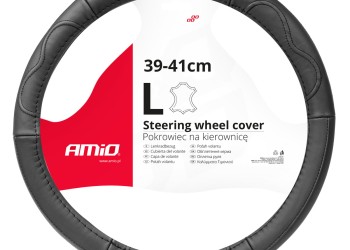 Amio - ΚΑΛΥΜΜΑ ΤΙΜΟΝΙΟΥ ΑΠΟ ΤΕΧΝΟΔΕΡΜΑ 39-41CM SWC-49-L ΣΕ ΜΑΥΡΟ ΧΡΩΜΑ ΜΕ ΜΑΥΡΕΣ ΡΑΦΕΣ - 1 ΤΕΜ. (03552/AM)