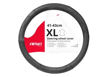 Amio - ΚΑΛΥΜΜΑ ΤΙΜΟΝΙΟΥ ΑΠΟ ΤΕΧΝΟΔΕΡΜΑ 41-43CM SWC-49-XL ΣΕ ΜΑΥΡΟ ΧΡΩΜΑ ΜΕ ΜΑΥΡΕΣ ΡΑΦΕΣ - 1 ΤΕΜ. (03553/AM)