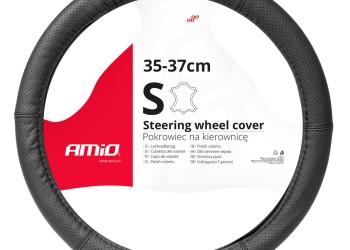 Amio - ΚΑΛΥΜΜΑ ΤΙΜΟΝΙΟΥ ΑΠΟ ΔΕΡΜΑ (S) 35/37cm SWC-50-S ΣΕ ΜΑΥΡΟ ΧΡΩΜΑ ΤΡΥΠΗΤΟ ΜΕ ΜΑΥΡΕΣ ΡΑΦΕΣ - 1 ΤΕΜ. (03555/AM)