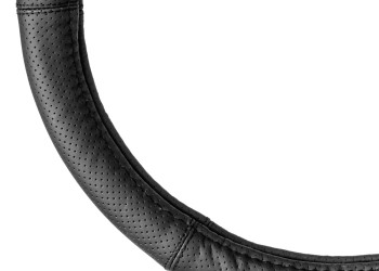 Amio - ΚΑΛΥΜΜΑ ΤΙΜΟΝΙΟΥ ΑΠΟ ΔΕΡΜΑ (M) 37/39cm SWC-50-M ΣΕ ΜΑΥΡΟ ΧΡΩΜΑ ΤΡΥΠΗΤΟ ΜΕ ΜΑΥΡΕΣ ΡΑΦΕΣ - 1 ΤΕΜ. (03556/AM)