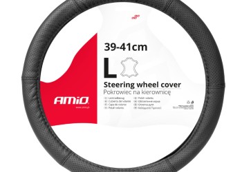 Amio - ΚΑΛΥΜΜΑ ΤΙΜΟΝΙΟΥ ΑΠΟ ΤΕΧΝΟΔΕΡΜΑ (L) 39-41cm SWC-50-L ΣΕ ΜΑΥΡΟ ΧΡΩΜΑ ΤΡΥΠΗΤΟ ΜΕ ΜΑΥΡΕΣ ΡΑΦΕΣ - 1 ΤΕΜ. (03557/AM)