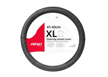 Amio - ΚΑΛΥΜΜΑ ΤΙΜΟΝΙΟΥ ΑΠΟ ΤΕΧΝΟΔΕΡΜΑ (ΧL) 41-43cm SWC-50-ΧL ΣΕ ΜΑΥΡΟ ΧΡΩΜΑ ΤΡΥΠΗΤΟ ΜΕ ΜΑΥΡΕΣ ΡΑΦΕΣ - 1 ΤΕΜ. (03558/AM)