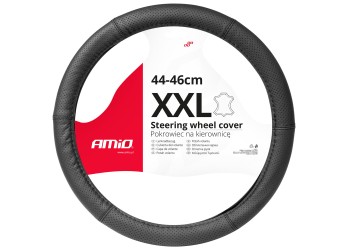 Amio - ΚΑΛΥΜΜΑ ΤΙΜΟΝΙΟΥ ΑΠΟ ΤΕΧΝΟΔΕΡΜΑ (ΧΧL) 43-45cm SWC-50-ΧΧL ΣΕ ΜΑΥΡΟ ΧΡΩΜΑ ΤΡΥΠΗΤΟ ΜΕ ΜΑΥΡΕΣ ΡΑΦΕΣ - 1 τεμ. (03559/AM)