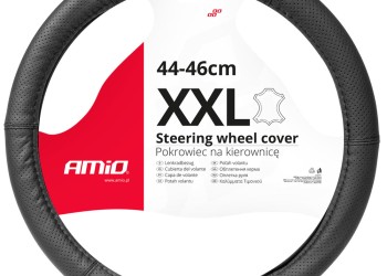 Amio - ΚΑΛΥΜΜΑ ΤΙΜΟΝΙΟΥ ΑΠΟ ΤΕΧΝΟΔΕΡΜΑ (ΧΧL) 43-45cm SWC-50-ΧΧL ΣΕ ΜΑΥΡΟ ΧΡΩΜΑ ΤΡΥΠΗΤΟ ΜΕ ΜΑΥΡΕΣ ΡΑΦΕΣ - 1 τεμ. (03559/AM)