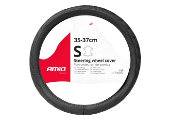 Amio - ΚΑΛΥΜΜΑ ΤΙΜΟΝΙΟΥ ΑΠΟ ΔΕΡΜΑ (S) 35-37cm SWC-51-S ΣΕ ΜΑΥΡΟ ΧΡΩΜΑ ΜΕ ΜΑΥΡΕΣ ΡΑΦΕΣ - 1 Τεμ. (03560/AM)