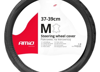 Amio - ΚΑΛΥΜΜΑ ΤΙΜΟΝΙΟΥ ΑΠΟ ΤΕΧΝΟΔΕΡΜΑ 37-39CM SWC-51-M ΣΕ ΜΑΥΡΟ ΧΡΩΜΑ ΜΕ ΜΑΥΡΕΣ ΡΑΦΕΣ - 1 ΤΕΜ. (03561/AM)