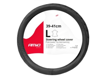 Amio - ΚΑΛΥΜΜΑ ΤΙΜΟΝΙΟΥ ΑΠΟ ΤΕΧΝΟΔΕΡΜΑ (L) 39-41cm SWC-51-L ΣΕ ΜΑΥΡΟ ΧΡΩΜΑ ΜΕ ΜΑΥΡΕΣ ΡΑΦΕΣ - 1 ΤΕΜ. (03562/AM)