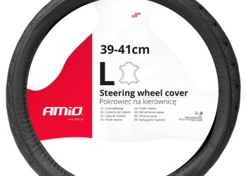 Amio - ΚΑΛΥΜΜΑ ΤΙΜΟΝΙΟΥ ΑΠΟ ΤΕΧΝΟΔΕΡΜΑ (L) 39-41cm SWC-51-L ΣΕ ΜΑΥΡΟ ΧΡΩΜΑ ΜΕ ΜΑΥΡΕΣ ΡΑΦΕΣ - 1 ΤΕΜ. (03562/AM)