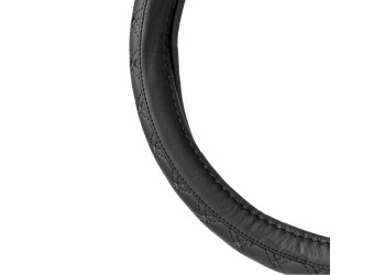 Amio - ΚΑΛΥΜΜΑ ΤΙΜΟΝΙΟΥ ΑΠΟ ΤΕΧΝΟΔΕΡΜΑ (L) 39-41cm SWC-51-L ΣΕ ΜΑΥΡΟ ΧΡΩΜΑ ΜΕ ΜΑΥΡΕΣ ΡΑΦΕΣ - 1 ΤΕΜ. (03562/AM)