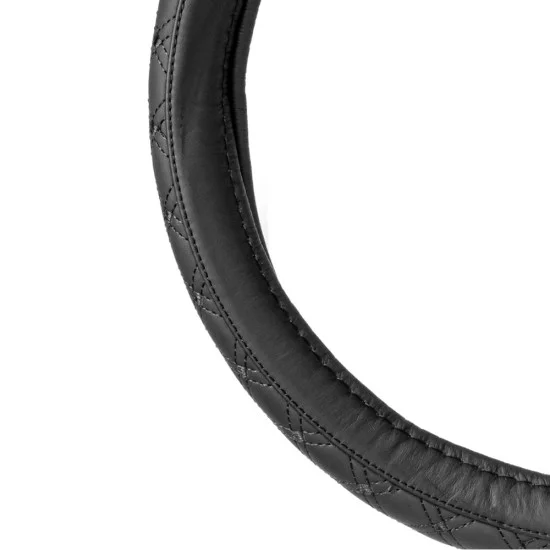 Amio - ΚΑΛΥΜΜΑ ΤΙΜΟΝΙΟΥ ΑΠΟ ΤΕΧΝΟΔΕΡΜΑ (L) 39-41cm SWC-51-L ΣΕ ΜΑΥΡΟ ΧΡΩΜΑ ΜΕ ΜΑΥΡΕΣ ΡΑΦΕΣ - 1 ΤΕΜ. (03562/AM)