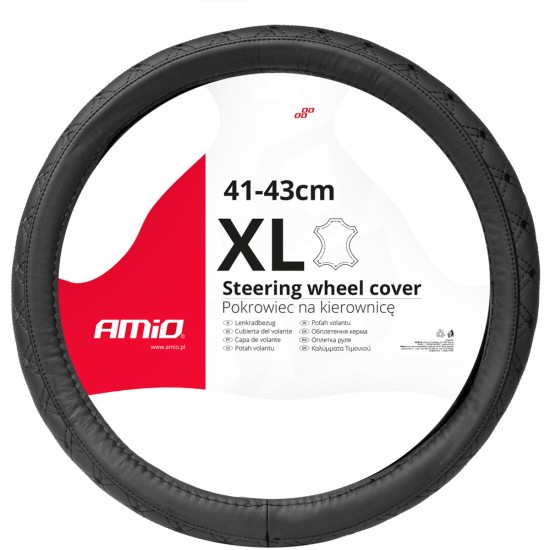 Amio - ΚΑΛΥΜΜΑ ΤΙΜΟΝΙΟΥ ΑΠΟ ΤΕΧΝΟΔΕΡΜΑ (ΧL) 41-43cm SWC-51-ΧL ΣΕ ΜΑΥΡΟ ΧΡΩΜΑ ΜΕ ΜΑΥΡΕΣ ΡΑΦΕΣ - 1 ΤΕΜ. (03563/AM)