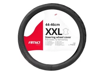 Amio - ΚΑΛΥΜΜΑ ΤΙΜΟΝΙΟΥ ΔΕΡΜΑTINO (ΧΧL) 44-46cm SWC-51-ΧΧL ΣΕ ΜΑΥΡΟ ΧΡΩΜΑ ΜΕ ΜΑΥΡΕΣ ΡΑΦΕΣ - 1 ΤΕΜ. (03564/AM)