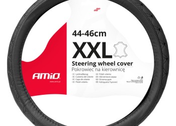 Amio - ΚΑΛΥΜΜΑ ΤΙΜΟΝΙΟΥ ΔΕΡΜΑTINO (ΧΧL) 44-46cm SWC-51-ΧΧL ΣΕ ΜΑΥΡΟ ΧΡΩΜΑ ΜΕ ΜΑΥΡΕΣ ΡΑΦΕΣ - 1 ΤΕΜ. (03564/AM)