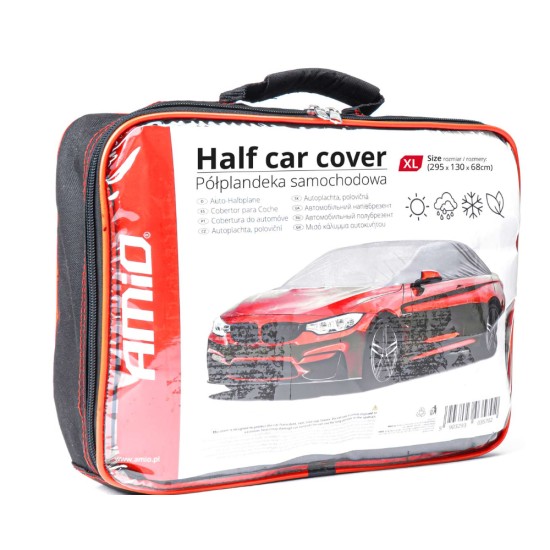 Amio - ΚΟΥΚΟΥΛΑ ΜΙΣΗ / ΗΜΙ-ΚΑΛΥΜΜΑ ΑΥΤΟΚΙΝΗΤΟΥ SEDAN (XL) ΣΕ ΓΚΡΙ ΧΡΩΜΑ ΜΕ ΤΣΑΝΤΑ ΜΕΤΑΦΟΡΑΣ - 1 ΤΕΜ. (03571/AM)