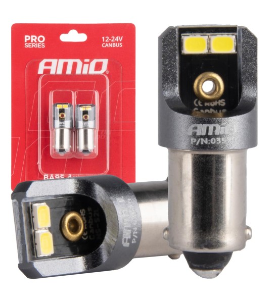 Amio - ΛΑΜΠΑΚΙΑ T4W BA9s 12/24V 6.000K 4xSMD LED CAN-BUS ΛΕΥΚΟ 2016 PRO SERIES - 2 Τεμ. (03579/AM)