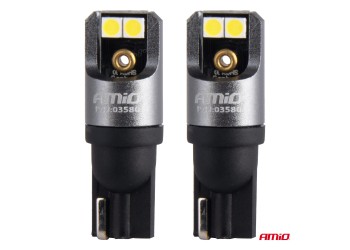 Amio - ΛΑΜΠΑΚΙΑ T10 W5W 12/24V 6.000K 4xSMD LED FULL CAN-BUS ΛΕΥΚΟ 3030 PRO SERIES - 2 Τεμ. (03580/AM)