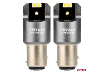 Amio - ΛΑΜΠΑΚΙΑ P21/5W BAY15d 12/24V 6.000K 4xSMD LED CAN-BUS ΛΕΥΚΟ PRO SERIES - 2 Τεμ. (03585/AM)