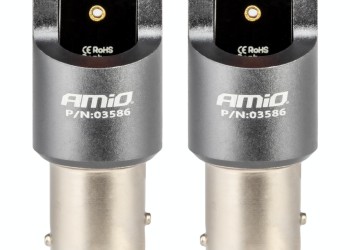 Amio - ΛΑΜΠΑΚΙΑ P21/5W BAY15d 12/24V 6.000K 4xSMD LED CAN-BUS ΚΟΚΚΙΝΟ PRO SERIES - 2 Τεμ. (03586/AM)