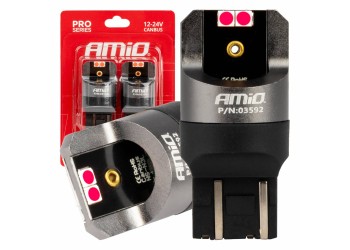 Amio - ΛΑΜΠΑΚΙΑ W21/5W 7443 12/24V 6.000K 4xSMD LED CAN-BUS ΚΟΚΚΙΝΟ PRO SERIES - 2 Τεμ. (03592/AM)