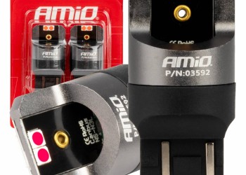 Amio - ΛΑΜΠΑΚΙΑ W21/5W 7443 12/24V 6.000K 4xSMD LED CAN-BUS ΚΟΚΚΙΝΟ PRO SERIES - 2 Τεμ. (03592/AM)