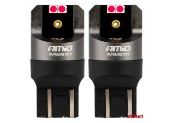 Amio - ΛΑΜΠΑΚΙΑ W21/5W 7443 12/24V 6.000K 4xSMD LED CAN-BUS ΚΟΚΚΙΝΟ PRO SERIES - 2 Τεμ. (03592/AM)