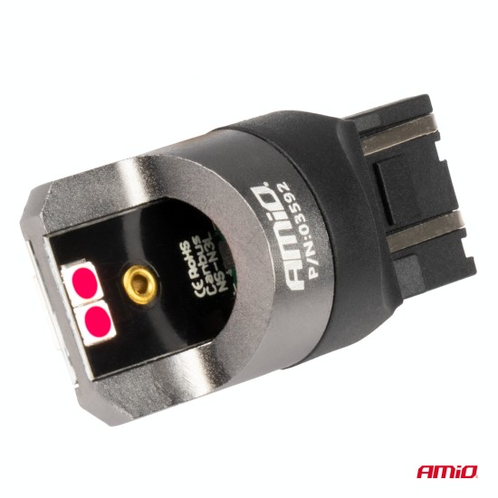 Amio - ΛΑΜΠΑΚΙΑ W21/5W 7443 12/24V 6.000K 4xSMD LED CAN-BUS ΚΟΚΚΙΝΟ PRO SERIES - 2 Τεμ. (03592/AM)