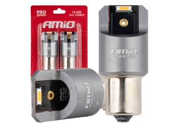 Amio - ΛΑΜΠΑΚΙΑ PY21W BAU15s 12/24V 6.000K 2xSMD LED FULL CAN-BUS ΠΟΡΤΟΚΑΛΙ PRO SERIES - 2 Τεμ. (03594/AM)