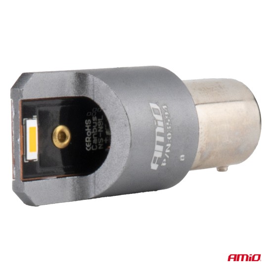 Amio - ΛΑΜΠΑΚΙΑ PY21W BAU15s 12/24V 6.000K 2xSMD LED FULL CAN-BUS ΠΟΡΤΟΚΑΛΙ PRO SERIES - 2 Τεμ. (03594/AM)