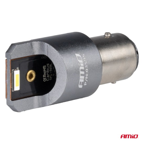 Amio - ΛΑΜΠΑΚΙΑ P21/5W BAY15d 12/24V 6.000K 2xSMD LED FULL CAN-BUS ΛΕΥΚΟ PRO SERIES - 2 Τεμ. (03595/AM)