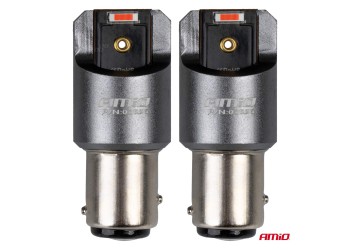 Amio - ΛΑΜΠΑΚΙΑ P21/5W BAY15d 12/24V 6.000K 2xSMD LED FULL CAN-BUS ΚΟΚΚΙΝΟ PRO SERIES - 2 Τεμ. (03596/AM)